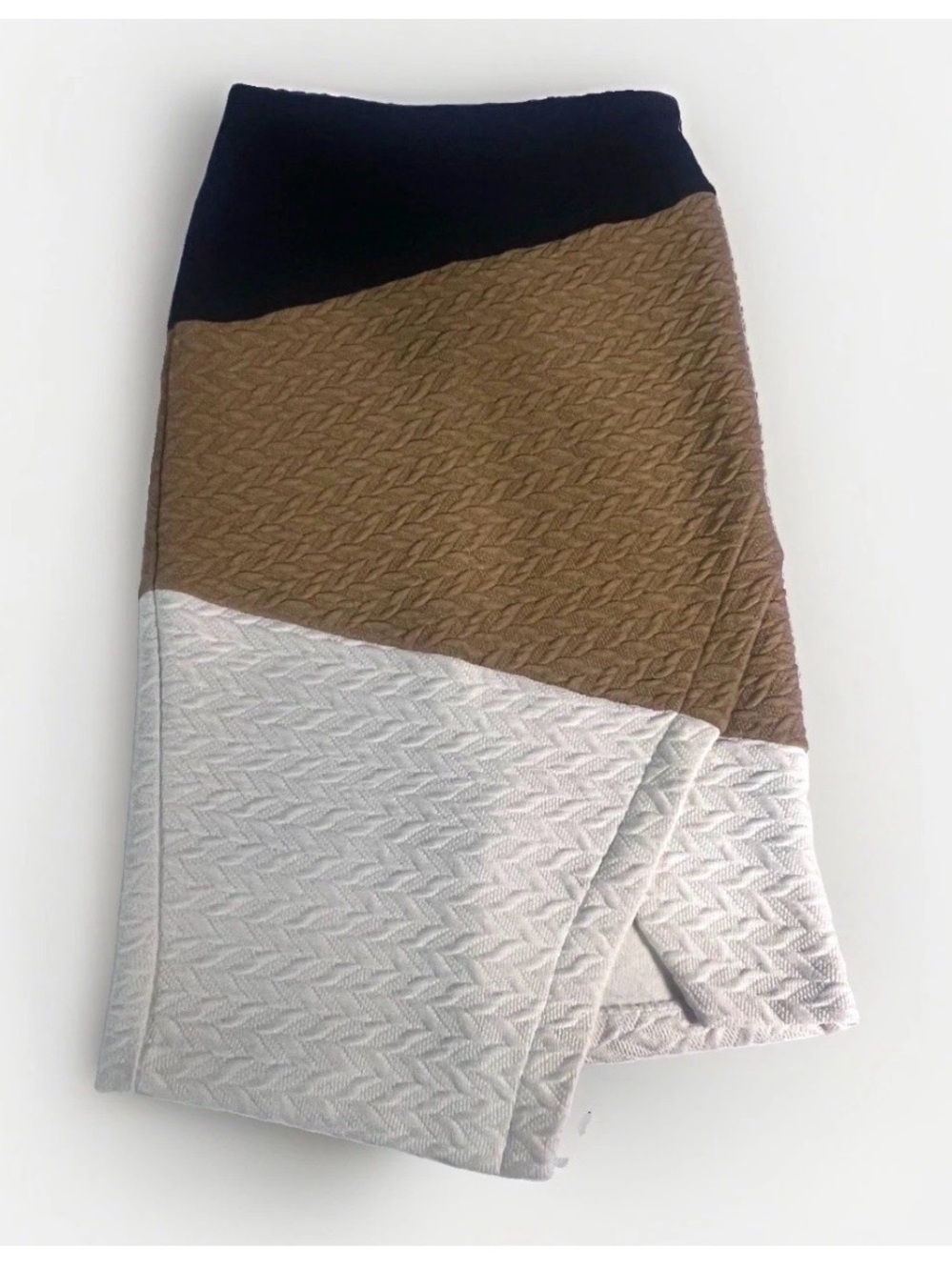 Anthropologie Black, Brown & White Diagonal Colorblock Pencil Skirt size 0